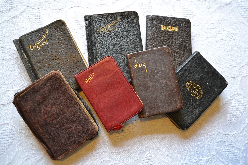 A handful of Dad's diaries - diary-keeping was an important Puritan habit